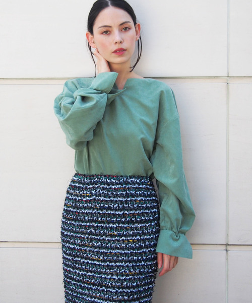 PICCIN(ピッチン)の「ピーチスキン2wayスリーブブラウス(Tシャツ/カットソー・レディース・グリーン/アイボリー/ラベンダー・MEDIUM)」の9枚目の写真