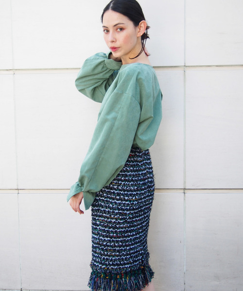 PICCIN(ピッチン)の「ピーチスキン2wayスリーブブラウス(Tシャツ/カットソー・レディース・グリーン/アイボリー/ラベンダー・MEDIUM)」の11枚目の写真