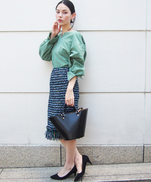 PICCIN(ピッチン)の「ピーチスキン2wayスリーブブラウス(Tシャツ/カットソー・レディース・グリーン/アイボリー/ラベンダー・MEDIUM)」の14枚目の写真