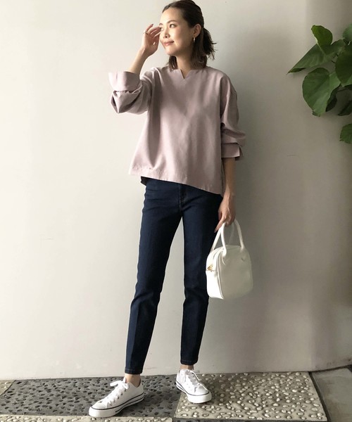 PICCIN(ピッチン)の「ピーチスキン2wayスリーブブラウス(Tシャツ/カットソー・レディース・グリーン/アイボリー/ラベンダー・MEDIUM)」の21枚目の写真