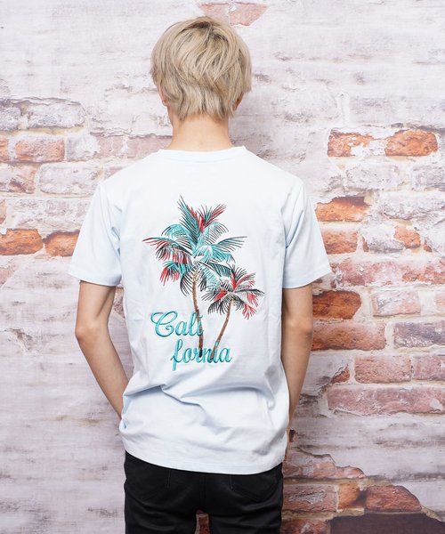 おしゃれスタ(オシャレスタ)の「パームツリー刺繍クルーネックTシャツ(KU)(Tシャツ/カットソー・メンズ・ホワイト/ブラック/サックスブルー/ピンク・LL/M/L)」の17枚目の写真