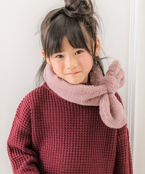 Catherine Cottage（キャサリンコテージ）の「リボンマフラーM（マフラー・キッズ・アイボリー/グレー/ミント/ベビーピンク/ライラック/スモークピンク/ベージュ/オフホワイト・M）」の6枚目の写真