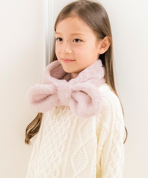 Catherine Cottage（キャサリンコテージ）の「リボンマフラーM（マフラー・キッズ・アイボリー/グレー/ミント/ベビーピンク/ライラック/スモークピンク/ベージュ/オフホワイト・M）」の8枚目の写真