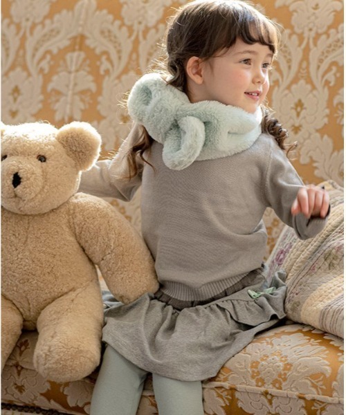 Catherine Cottage（キャサリンコテージ）の「リボンマフラーM（マフラー・キッズ・アイボリー/グレー/ミント/ベビーピンク/ライラック/スモークピンク/ベージュ/オフホワイト・M）」の20枚目の写真