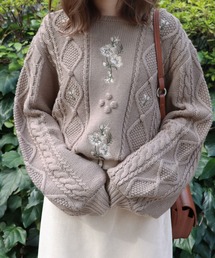 PairPair | フラワー刺繍ケーブルニットプルオーバー(ニット/セーター)