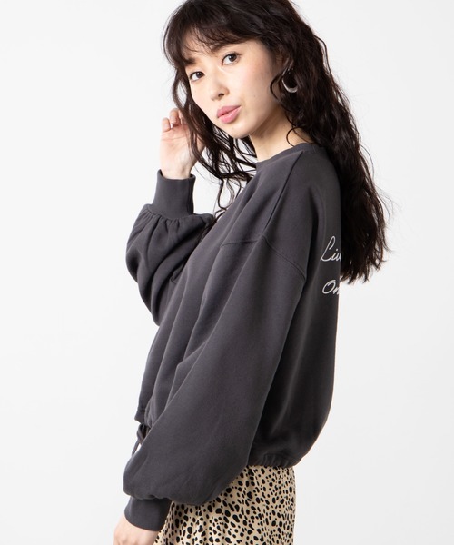 WEGO（ウィゴー）の「WEGO/バックロゴドロストプルオーバー（スウェット・レディース・グリーン/アイボリー/スミクロ・FREE）」の3枚目の写真