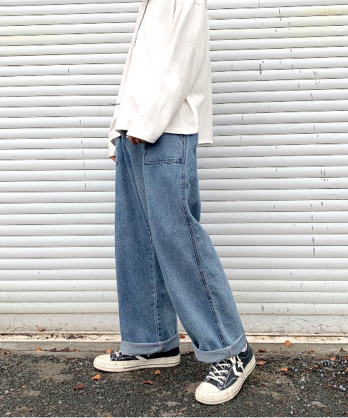 neos（ネオス）の「【neos -addictive design-】ワイドシルエット デニムパンツ（デニムパンツ・メンズ・ブラック/ブルー・LARGE/X-LARGE/MEDIUM）」の16枚目の写真