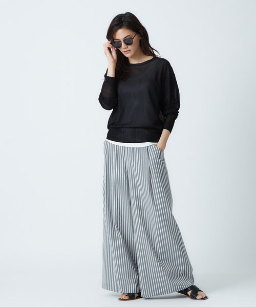 qualite（カリテ）の「千鳥ストライプワイドパンツ（その他パンツ・レディース・ブラック・36/38）」の9枚目の写真