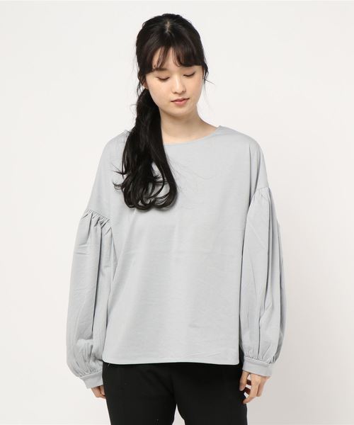 AMERICAN HOLIC(アメリカンホリック)の「袖ギャザーカットプルオーバー *●(Tシャツ/カットソー・レディース・ブラック/オフホワイト/サックスブルー/ライトベージュ・M/L)」の7枚目の写真