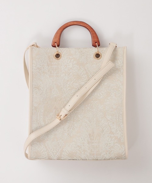 natural couture（ナチュラルクチュール）の「ウッドハンドル2WAYトートバッグ（トートバッグ・レディース・ベージュ/ブラウン/アイボリー/キャメル/ピンク・FREE）」の10枚目の写真