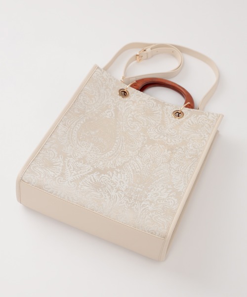 natural couture（ナチュラルクチュール）の「ウッドハンドル2WAYトートバッグ（トートバッグ・レディース・ベージュ/ブラウン/アイボリー/キャメル/ピンク・FREE）」の9枚目の写真