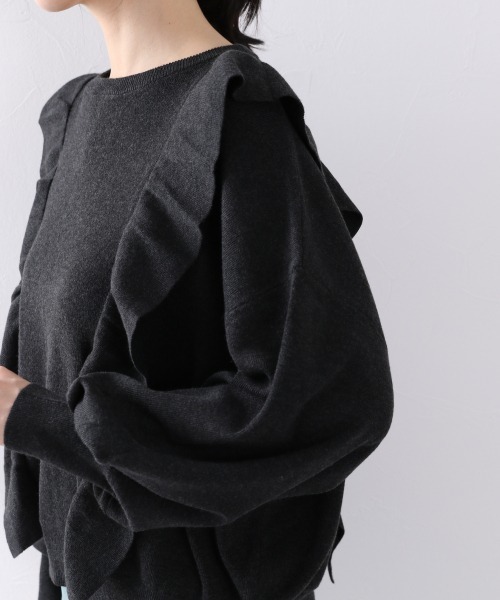 LOWRYS FARM（ローリーズファーム）の「フリルニットプルオーバーＬＳ　894813（ニット/セーター・レディース・チャコールグレー/ブラウン/アイボリー/パープル・FREE）」の9枚目の写真