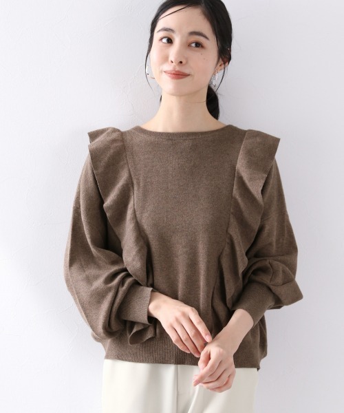 LOWRYS FARM（ローリーズファーム）の「フリルニットプルオーバーＬＳ　894813（ニット/セーター・レディース・チャコールグレー/ブラウン/アイボリー/パープル・FREE）」の16枚目の写真