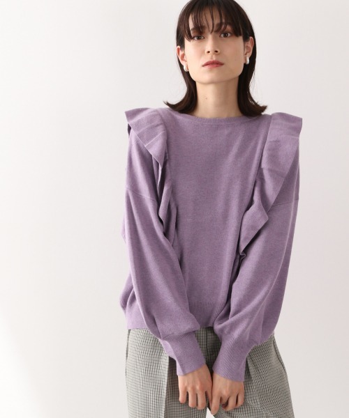 LOWRYS FARM（ローリーズファーム）の「フリルニットプルオーバーＬＳ　894813（ニット/セーター・レディース・チャコールグレー/ブラウン/アイボリー/パープル・FREE）」の19枚目の写真