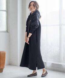 coen | 【先行販売・復刻・WEB限定カラー/サイズ】CVC裏起毛サイドスリットフーディーマキシワンピース#（パーカーワンピース）(ワンピース)