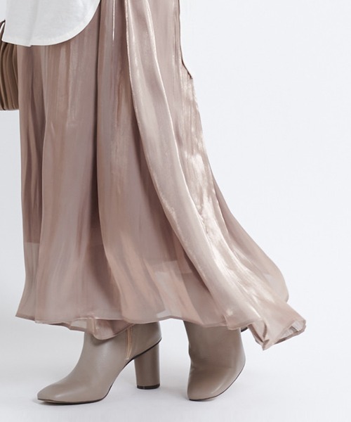 DouDou（ドゥドゥ）の「シアー割線フレアスカート（スカート・レディース・ブラック/ベージュ/ライトベージュ・36/38）」の2枚目の写真