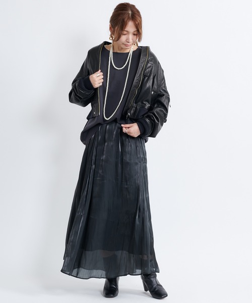 DouDou（ドゥドゥ）の「シアー割線フレアスカート（スカート・レディース・ブラック/ベージュ/ライトベージュ・36/38）」の9枚目の写真