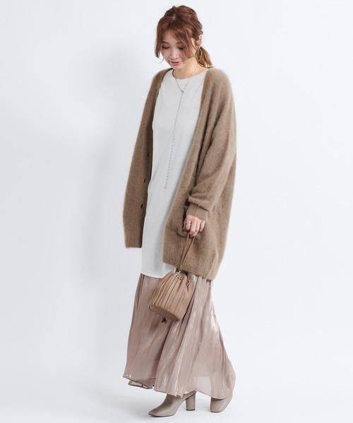 DouDou（ドゥドゥ）の「シアー割線フレアスカート（スカート・レディース・ブラック/ベージュ/ライトベージュ・36/38）」の10枚目の写真