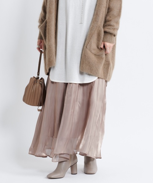 DouDou（ドゥドゥ）の「シアー割線フレアスカート（スカート・レディース・ブラック/ベージュ/ライトベージュ・36/38）」の19枚目の写真