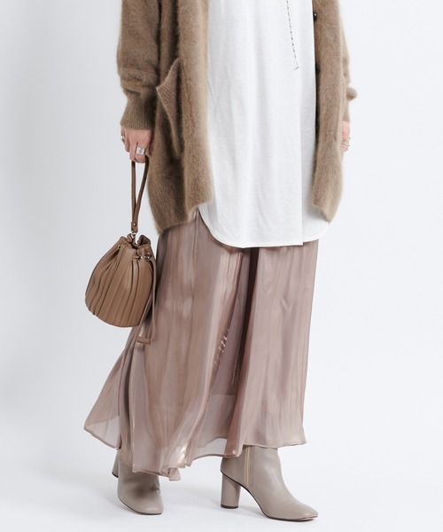 DouDou（ドゥドゥ）の「シアー割線フレアスカート（スカート・レディース・ブラック/ベージュ/ライトベージュ・36/38）」の5枚目の写真