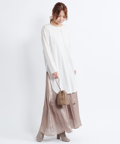 DouDou（ドゥドゥ）の「シアー割線フレアスカート（スカート・レディース・ブラック/ベージュ/ライトベージュ・36/38）」の18枚目の写真