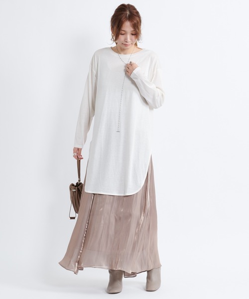 DouDou（ドゥドゥ）の「シアー割線フレアスカート（スカート・レディース・ブラック/ベージュ/ライトベージュ・36/38）」の4枚目の写真