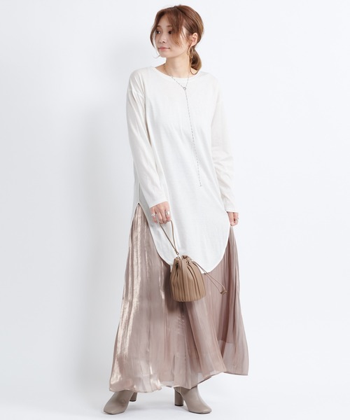 DouDou（ドゥドゥ）の「シアー割線フレアスカート（スカート・レディース・ブラック/ベージュ/ライトベージュ・36/38）」の14枚目の写真