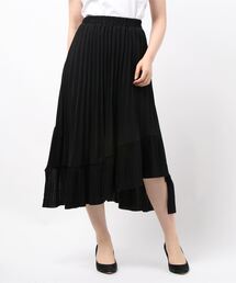 muure | アシンメトリー切り替えプリーツスカート(スカート)