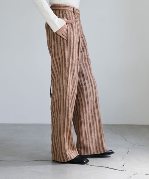 select MOCA(セレクトモカ)の「ストライプストレートパンツ(スラックス・レディース・ライトグレー/ブラック/ブラウン・SMALL/MEDIUM)」の16枚目の写真