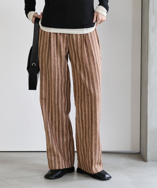 セール】ストライプストレートパンツ（スラックス）｜select MOCA