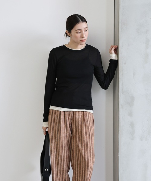 select MOCA(セレクトモカ)の「ストライプストレートパンツ(スラックス・レディース・ライトグレー/ブラック/ブラウン・SMALL/MEDIUM)」の20枚目の写真