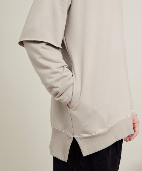 EMMA CLOTHES（エマクローズ）の「ビッグシルエット杉綾裏毛レイヤードステッチデザインプルオーバースウェット(EMMA CLOTHES)（スウェット・メンズ・パープル系その他/グレイッシュベージュ/ダークグレー/ブラック・M/L）」の16枚目の写真