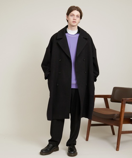 EMMA CLOTHES（エマクローズ）の「ビッグシルエット杉綾裏毛レイヤードステッチデザインプルオーバースウェット(EMMA CLOTHES)（スウェット・メンズ・パープル系その他/グレイッシュベージュ/ダークグレー/ブラック・M/L）」の18枚目の写真