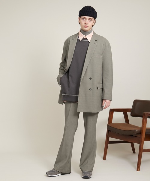 EMMA CLOTHES（エマクローズ）の「ビッグシルエット杉綾裏毛レイヤードステッチデザインプルオーバースウェット(EMMA CLOTHES)（スウェット・メンズ・パープル系その他/グレイッシュベージュ/ダークグレー/ブラック・M/L）」の11枚目の写真