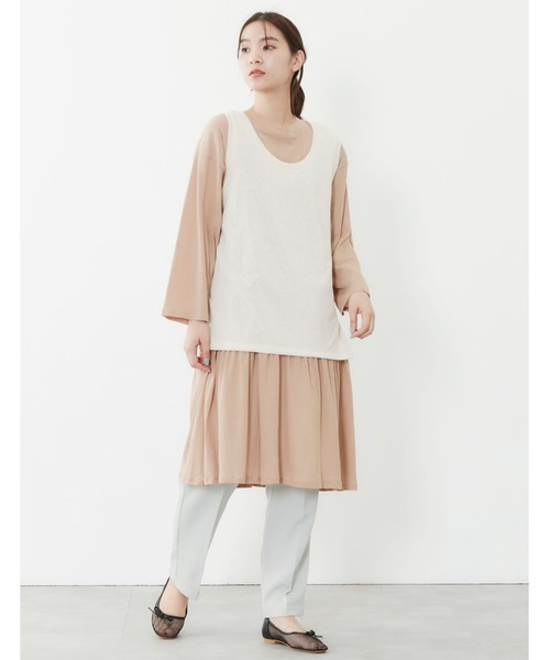 POU DOU DOU（プードゥドゥ）の「ベスト×シアーチュニックレイヤードセット（ワンピース・レディース・オフホワイト/キャメル/ブルー・3）」の17枚目の写真