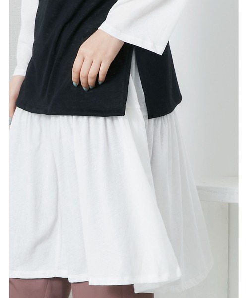 POU DOU DOU（プードゥドゥ）の「ベスト×シアーチュニックレイヤードセット（ワンピース・レディース・オフホワイト/キャメル/ブルー・3）」の13枚目の写真