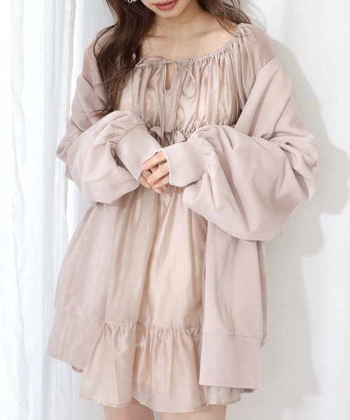 one after another NICE CLAUP(ワンアフターアナザーナイスクラップ)の「裏毛カットカーディガン(カーディガン/ボレロ・レディース・ミント/オフホワイト/ベージュ/ブルー・FREE)」の2枚目の写真