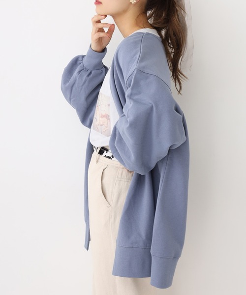 one after another NICE CLAUP(ワンアフターアナザーナイスクラップ)の「裏毛カットカーディガン(カーディガン/ボレロ・レディース・ミント/オフホワイト/ベージュ/ブルー・FREE)」の4枚目の写真