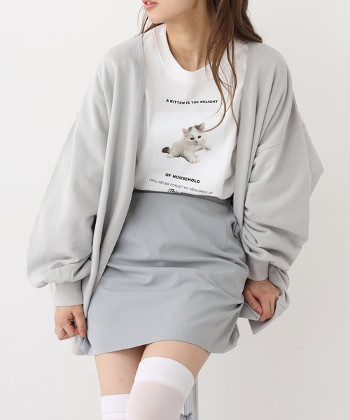 one after another NICE CLAUP(ワンアフターアナザーナイスクラップ)の「裏毛カットカーディガン(カーディガン/ボレロ・レディース・ミント/オフホワイト/ベージュ/ブルー・FREE)」の3枚目の写真
