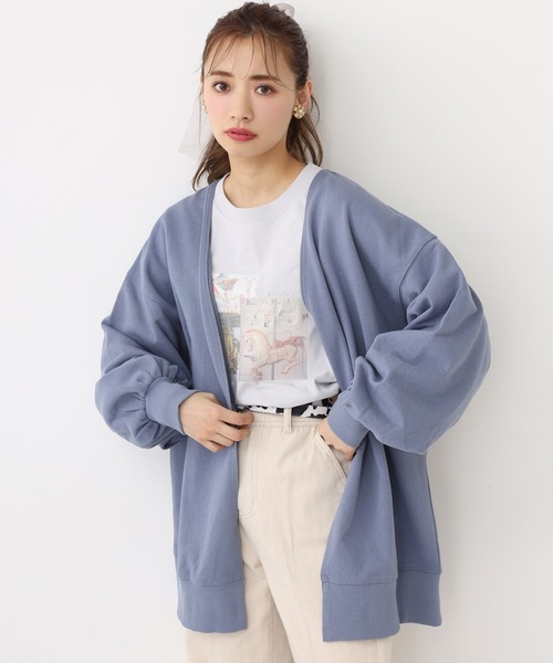 one after another NICE CLAUP(ワンアフターアナザーナイスクラップ)の「裏毛カットカーディガン(カーディガン/ボレロ・レディース・ミント/オフホワイト/ベージュ/ブルー・FREE)」の6枚目の写真
