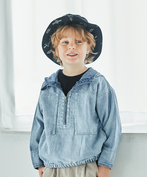 BRANSHES（ブランシェス）の「デニムアノラックパーカー（パーカー・キッズ・ブルー・90cm/120cm/130cm/110cm/150cm/100cm/140cm）」の5枚目の写真