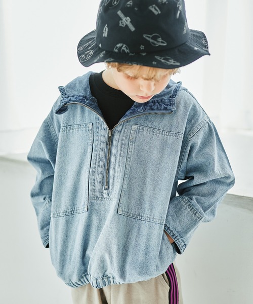 BRANSHES（ブランシェス）の「デニムアノラックパーカー（パーカー・キッズ・ブルー・90cm/120cm/130cm/110cm/150cm/100cm/140cm）」の10枚目の写真