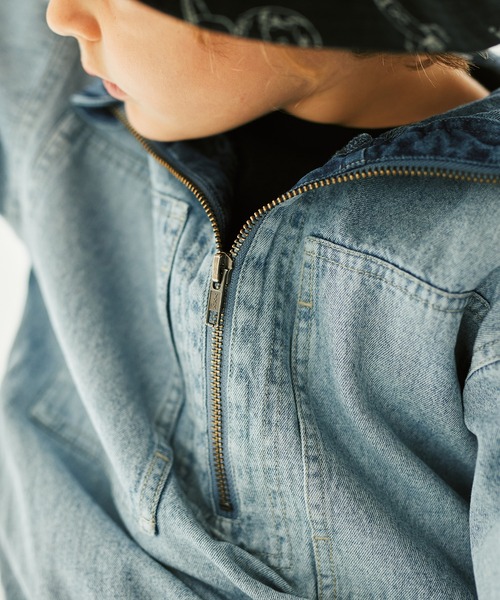 BRANSHES（ブランシェス）の「デニムアノラックパーカー（パーカー・キッズ・ブルー・90cm/120cm/130cm/110cm/150cm/100cm/140cm）」の12枚目の写真