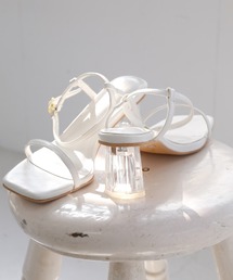 VIVIAN | スクエアトゥアンクルストラップクリアヒールサンダル(サンダル)