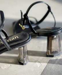 VIVIAN | 【2021年夏新作】スクエアトゥアンクルストラップクリアヒールサンダル(サンダル)