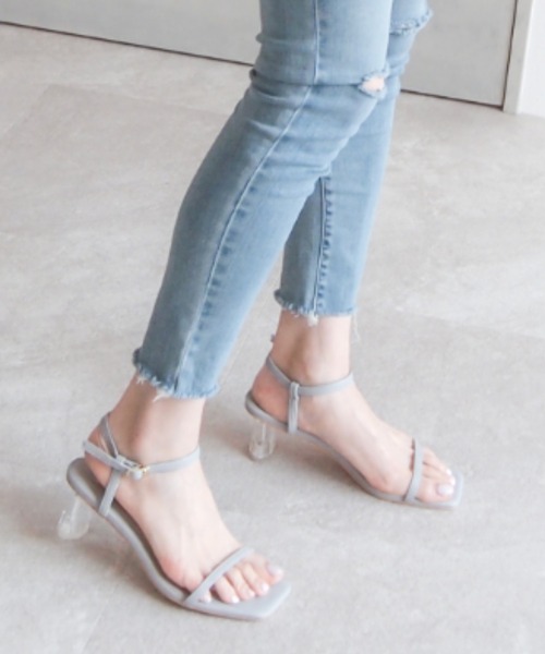 VIVIAN（ヴィヴィアン）の「スクエアトゥアンクルストラップクリアヒールサンダル（サンダル・レディース・ブラック/グレー系その他7/ホワイト/ベージュ/ブルー・M/L/LL/S）」の15枚目の写真