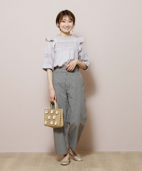 flower（フラワー）の「スウィートギンガムパンツ（その他パンツ・レディース・ブラック/ベージュ・FREE）」の5枚目の写真