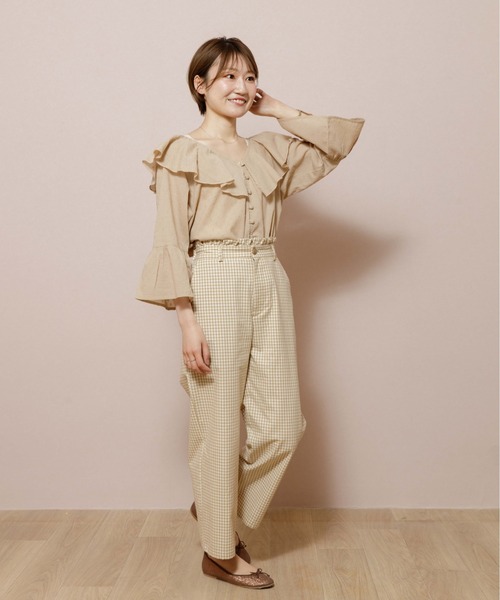 flower（フラワー）の「スウィートギンガムパンツ（その他パンツ・レディース・ブラック/ベージュ・FREE）」の9枚目の写真