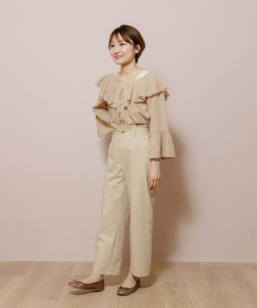 flower（フラワー）の「スウィートギンガムパンツ（その他パンツ・レディース・ブラック/ベージュ・FREE）」の11枚目の写真