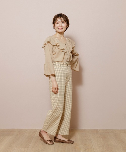 flower（フラワー）の「スウィートギンガムパンツ（その他パンツ・レディース・ブラック/ベージュ・FREE）」の12枚目の写真